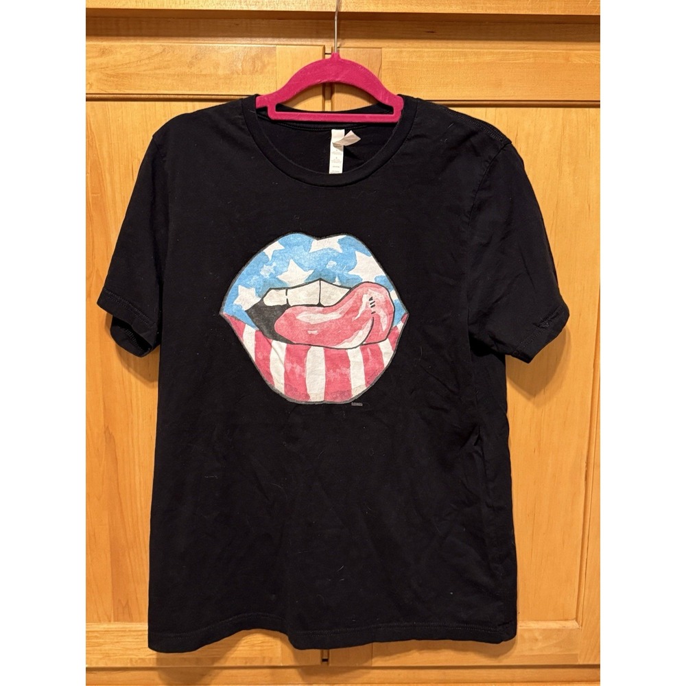 PATRIOT AMERICAN LIP & TONGUE GRAPHIC TSHIRT BLACK size LARGE